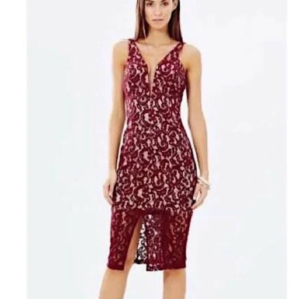 Bardot Burgundy Lace Dress – Size 2/XXS